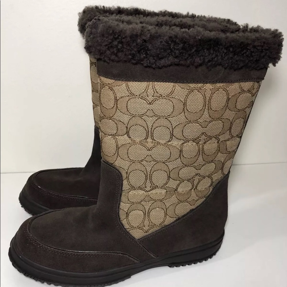 COACH SHERMAN SIG MID FLEECE LINED BOOTS WOMENS